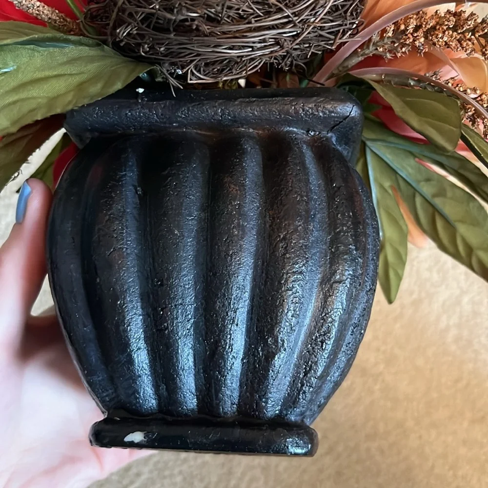 Faux Floral Arrangement in Black Vase